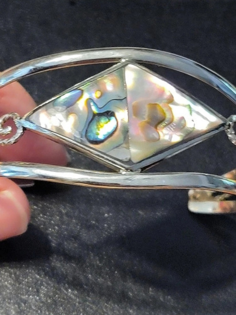 Abalone Inlay Silver Bracelet - Picture 3 of 6
